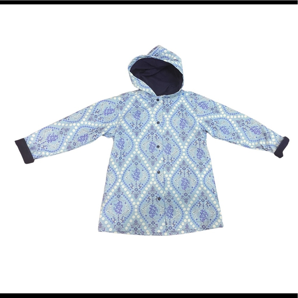 HARTSTRINGS Blue White Floral RAIN COAT Jacket 6X